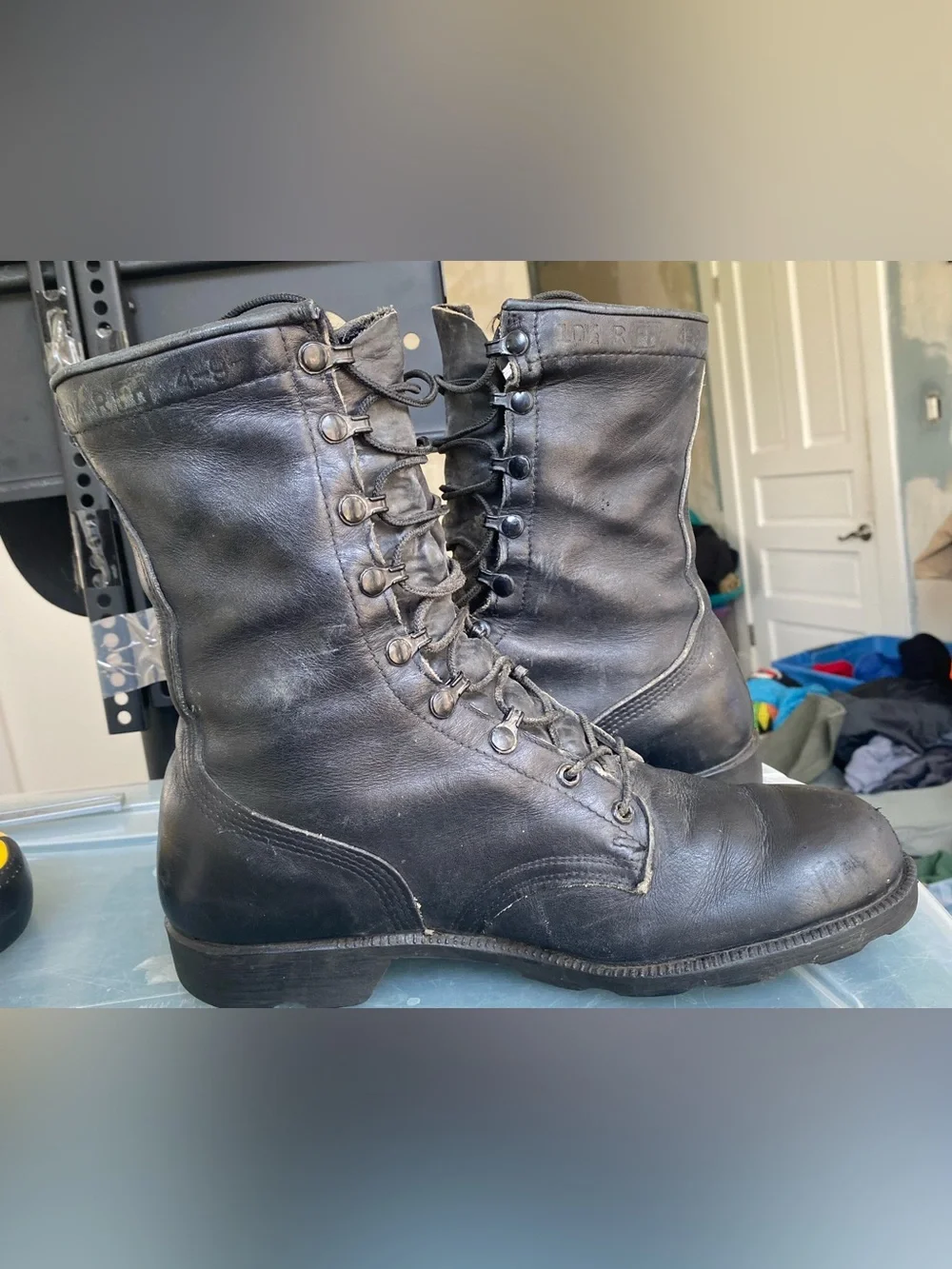 Vintage Combat Boots Mens Size 10.5 Black Leather Military Calf Jungle Ro-Search